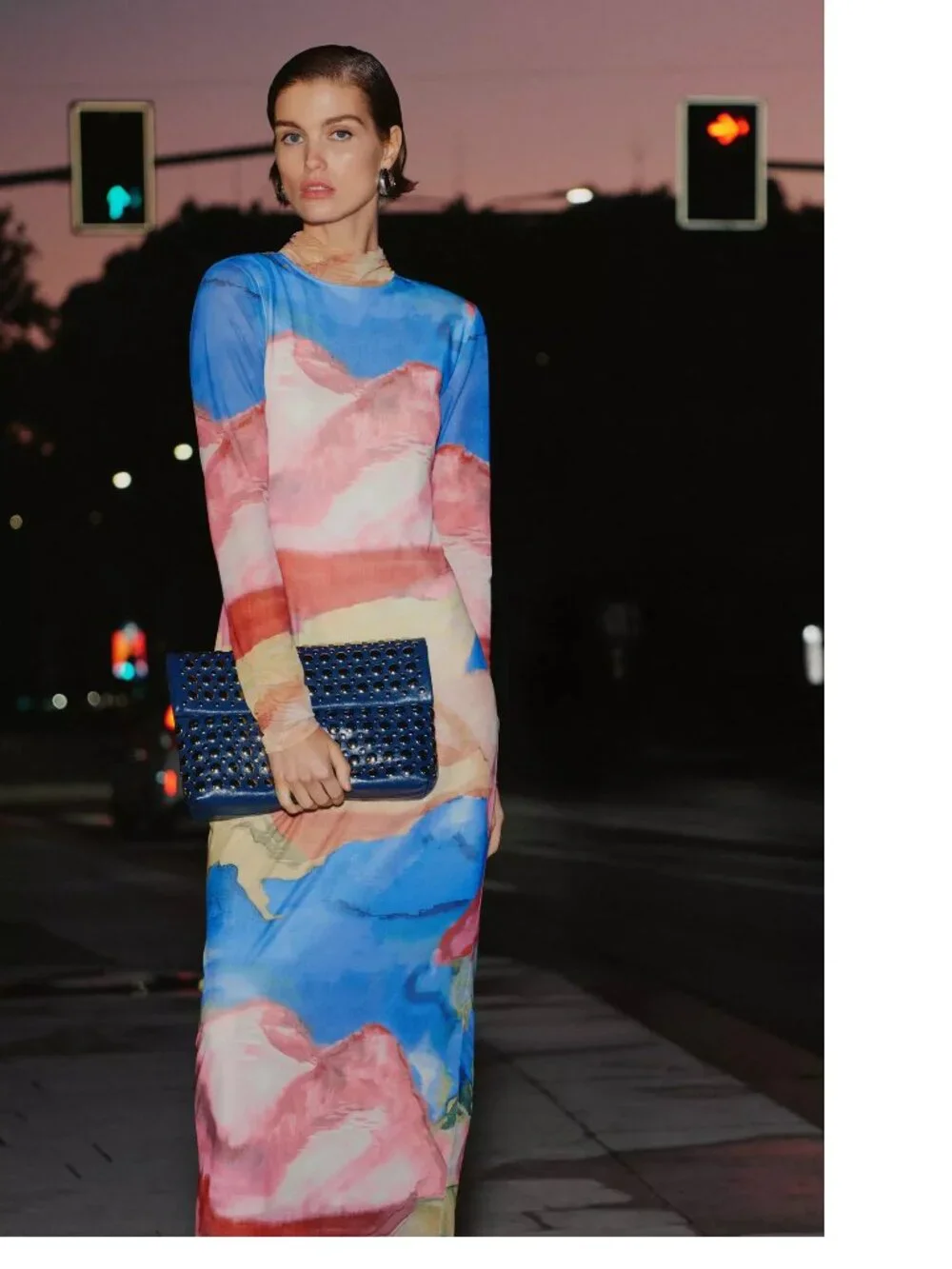By Anthropologie Mock-Neck Knit Maxi Dress new with tag BLUE size L - Picture 1 of 9